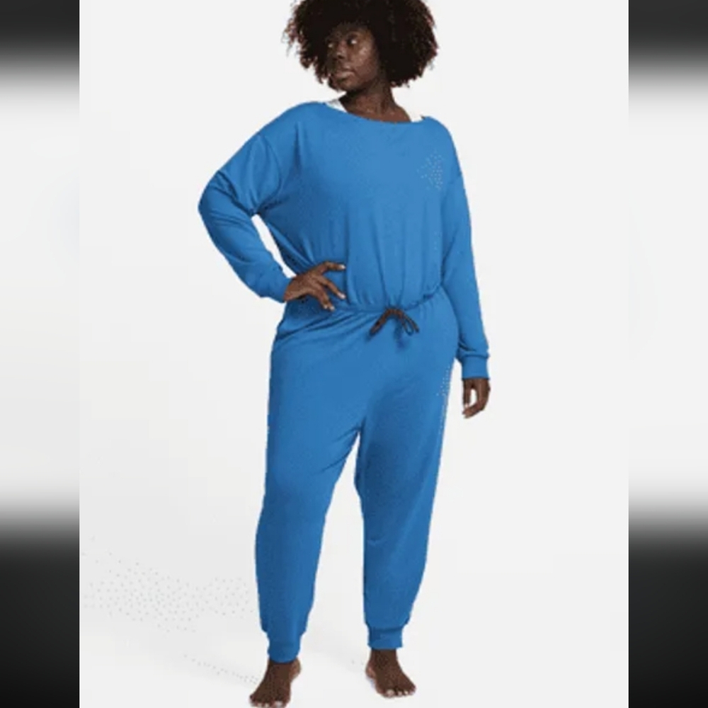 NEW Nike | Dri Fit Plus Size Jumpsuit + Front Tie, 1X, Blue - Picture 3 of 16